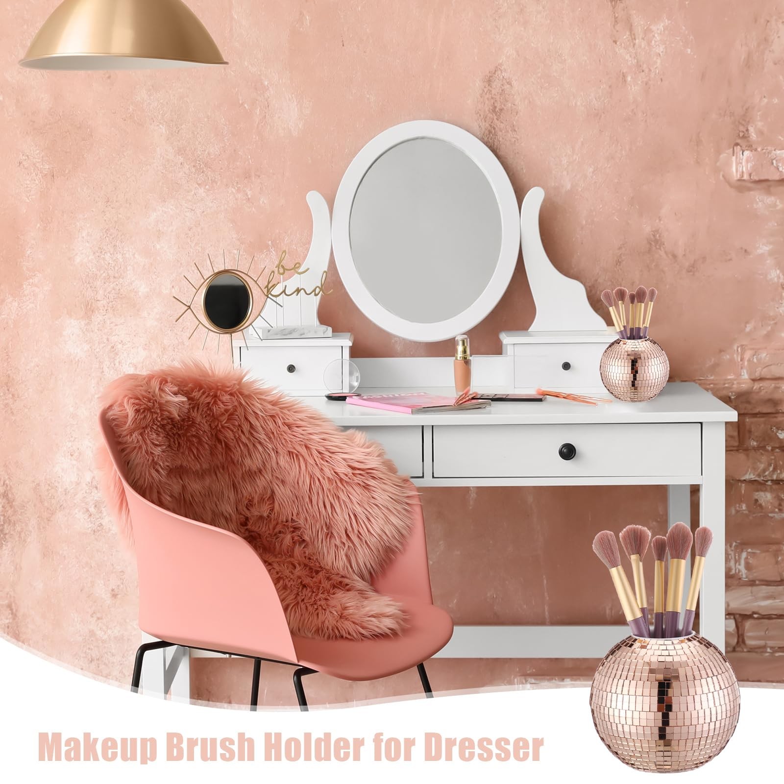 4 Inch Disco Pencil Pen Holder for Desk Sequin Plastic Makeup Brush Holder Or...