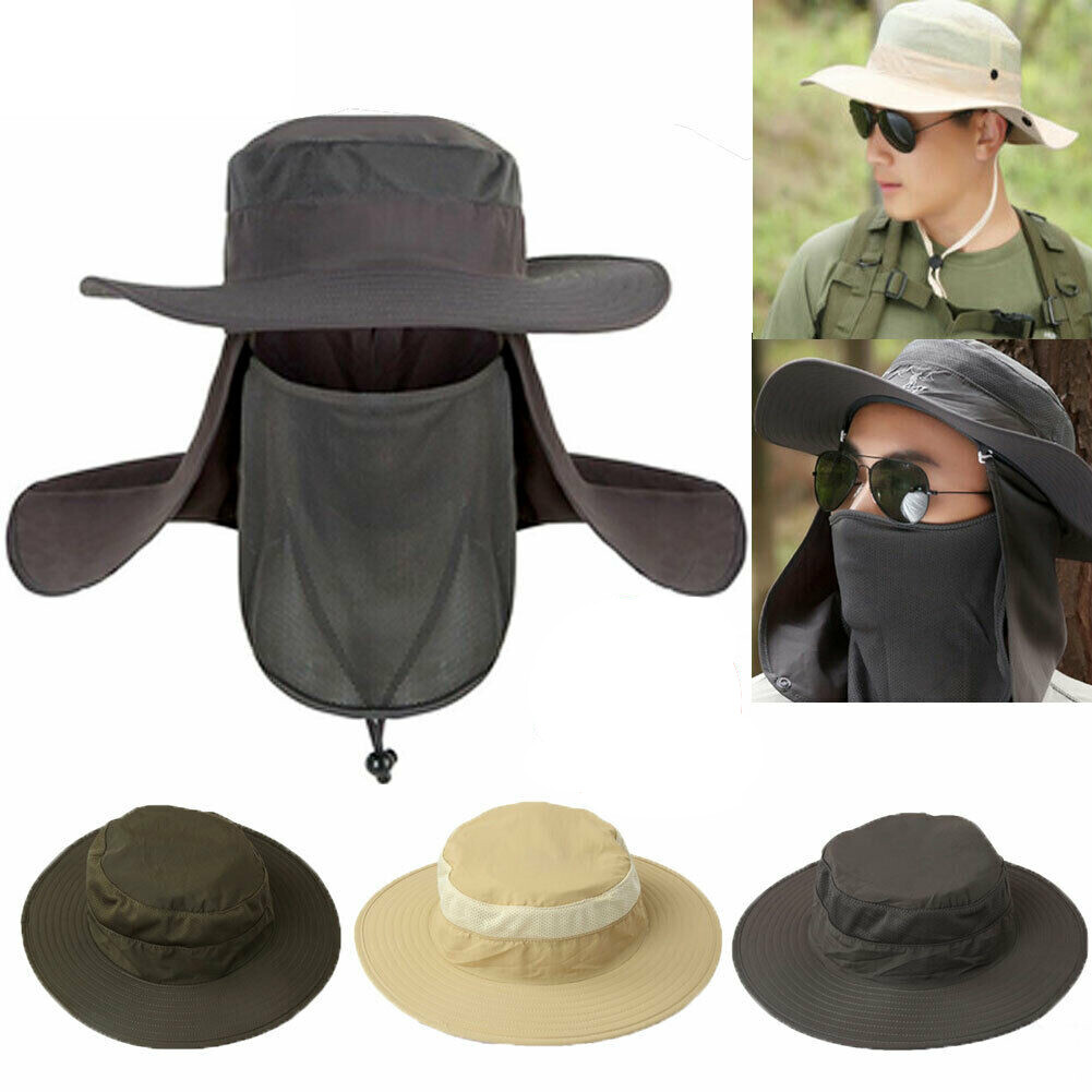 Hot Hiking Fishing Hat Outdoor Sport Sun Protection Neck Face Flap Cap Wide Brim