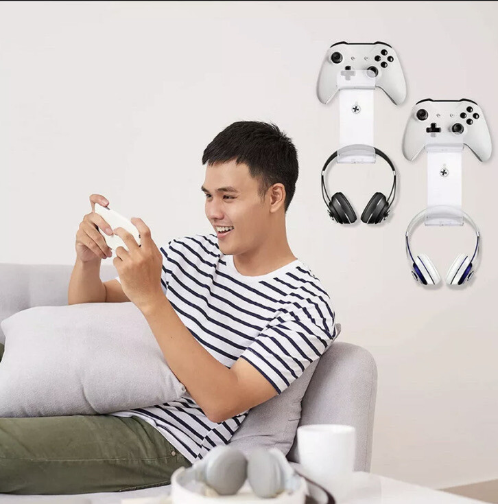 Game Controller + Headset Hanger Stand | Acrylic Wall Mount PC Xbox PS5 Switch