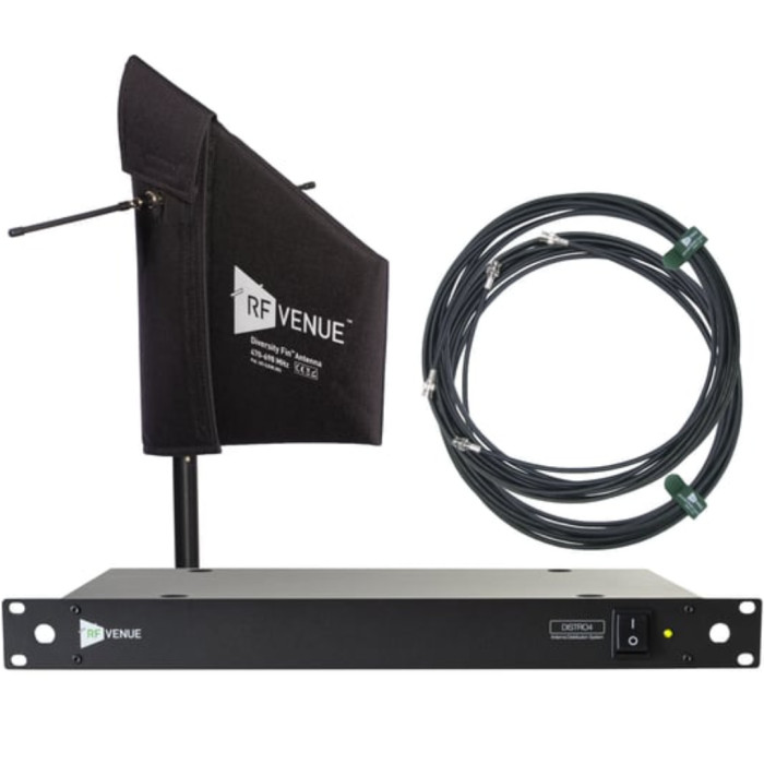 RF Venue DFINBDISTRO4 | Wireless Mic Antenna Distribution Bundle w/ Diversity
