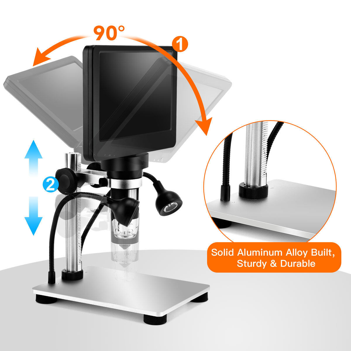 TOMLOV 7" Screen Digital Microscope 1000X Coin Microscope Remote Jewelry Loupe