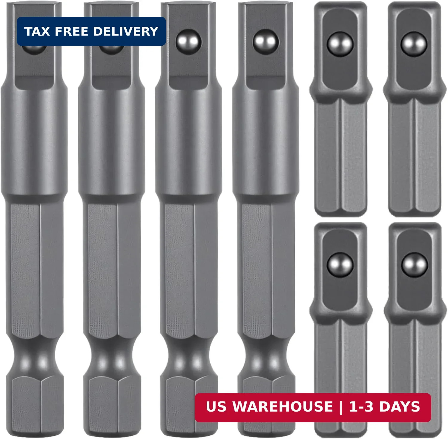 8 PCS 1/4 Hex to 1/4 Square Socket Adapter, Drill Socket Adapter Square Sockets