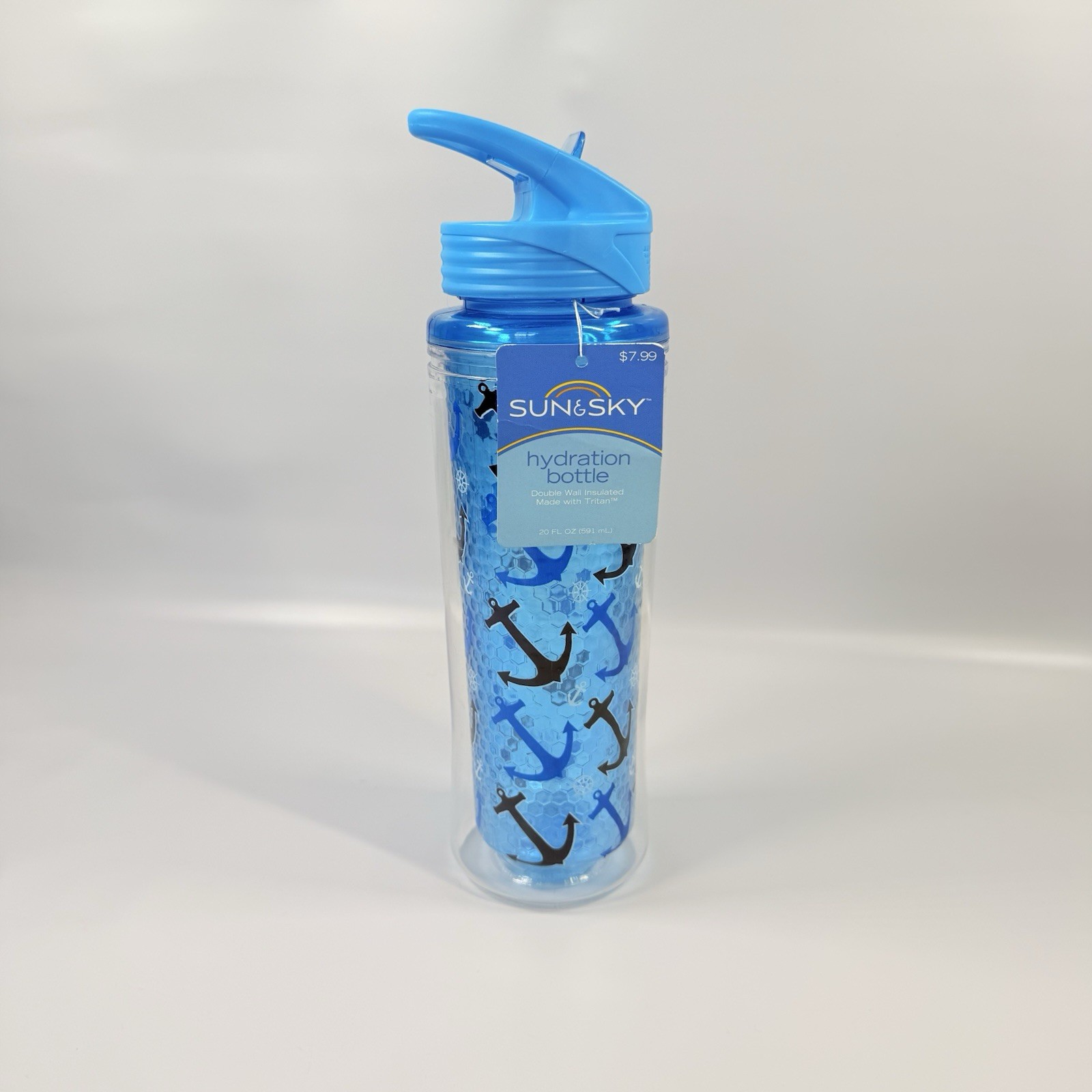 Sun & Sky sports bottle, Anchor Pattern. Double Wall Insulation.