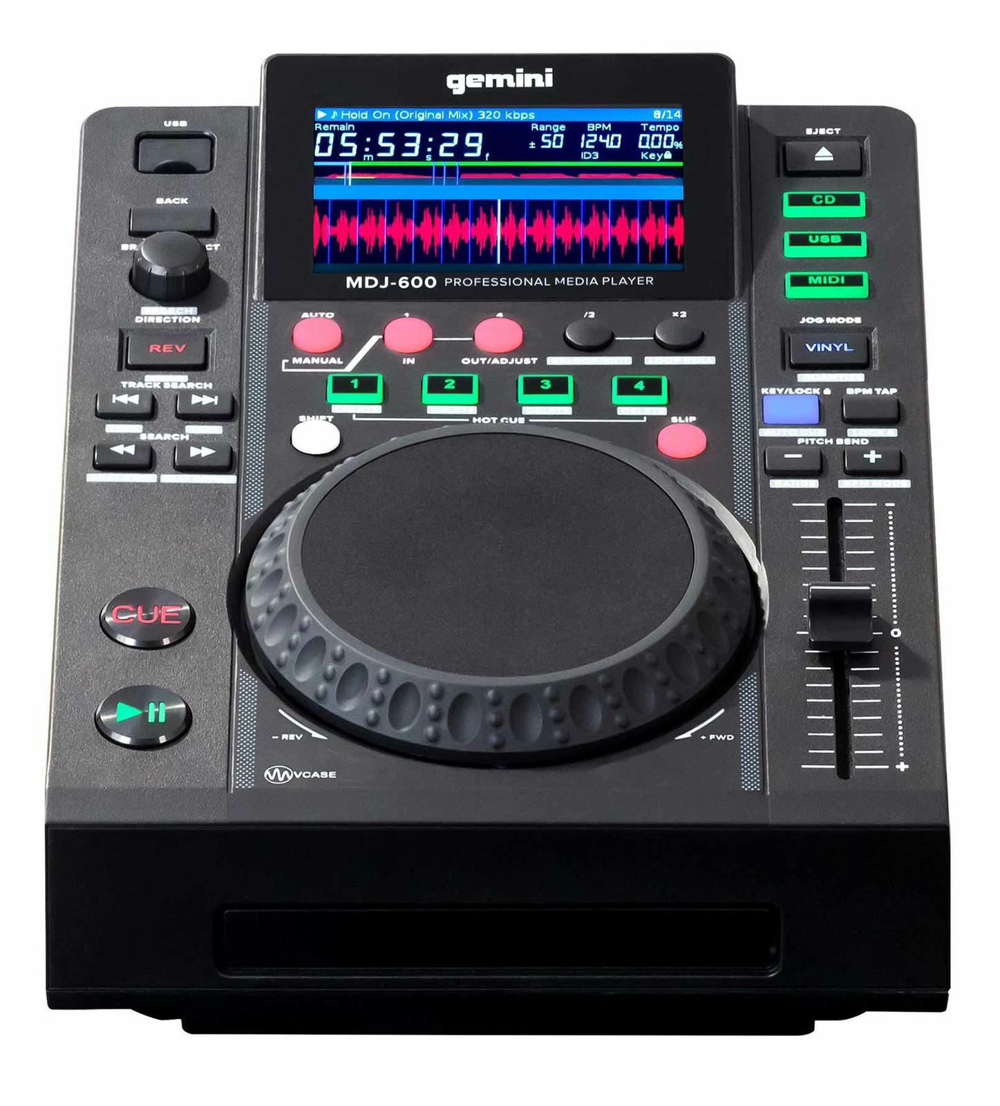 Gemini MDJ-600 Tabletop USB/CD Media Player DJ MIDI Controller + Power Strip