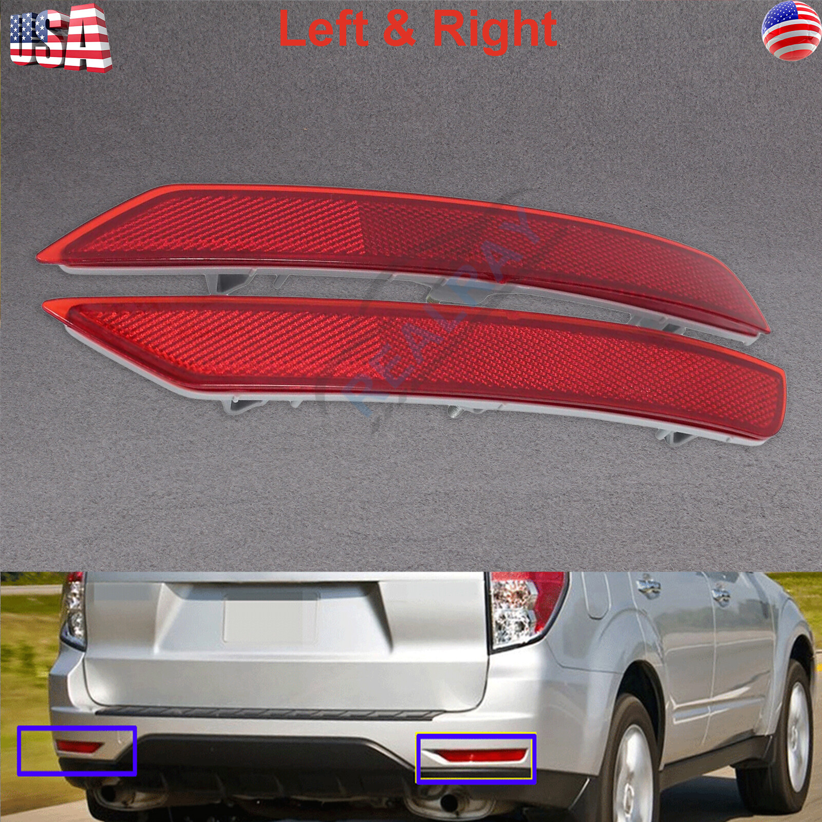 Left & Right Rear bumper reflector Lamp For Subaru Forester 2.0L 2.5L 2009-2018