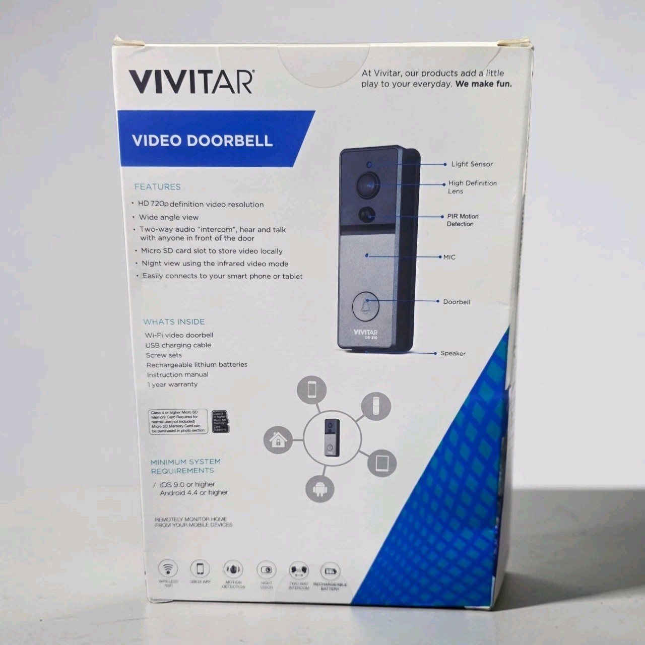 Vivitar Wireless Smart Security Video Doorbell Intercom Night Vision DB-210 New