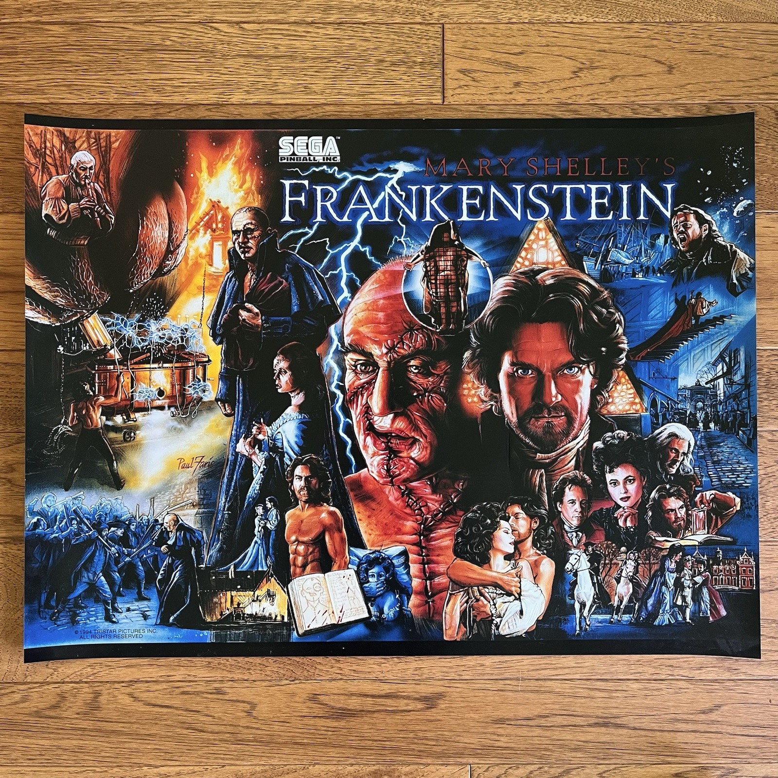Sega 1994 Mary Shelley’s Frankenstein Pinball Machine Backglass Translite