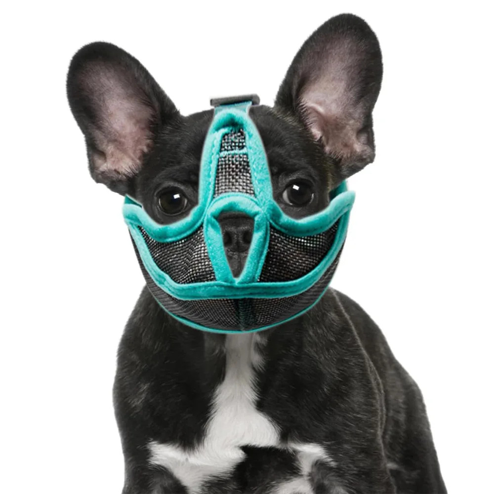 Dog Muzzle- Adjustable Breathable Mesh Bulldog for Biting Chewing Barking