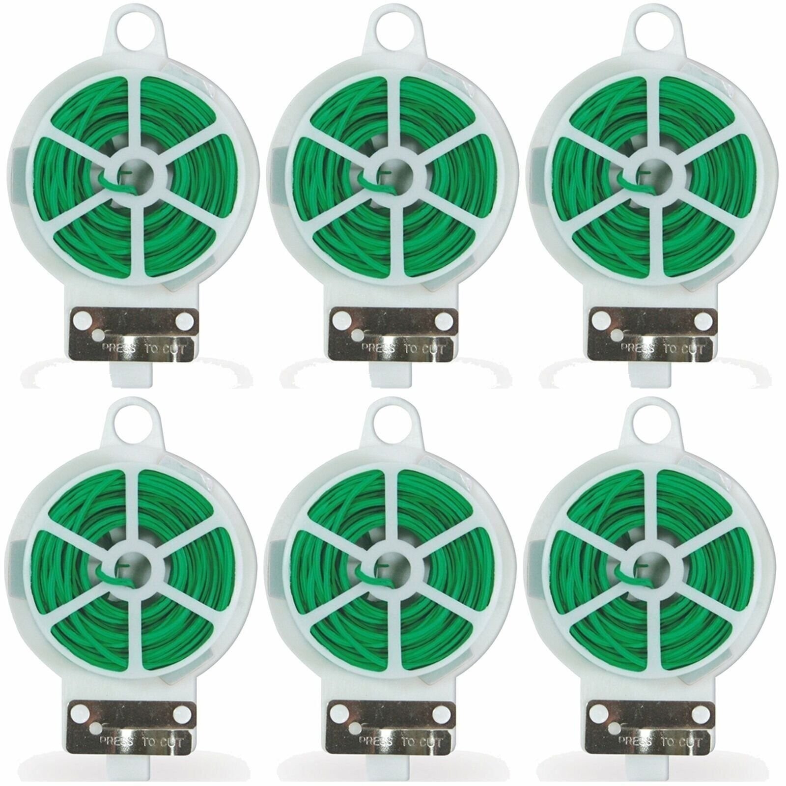 6x 100 FT Green Garden Twist Tie Roll w/Cutter for Gardening Kitchen LOT of 6