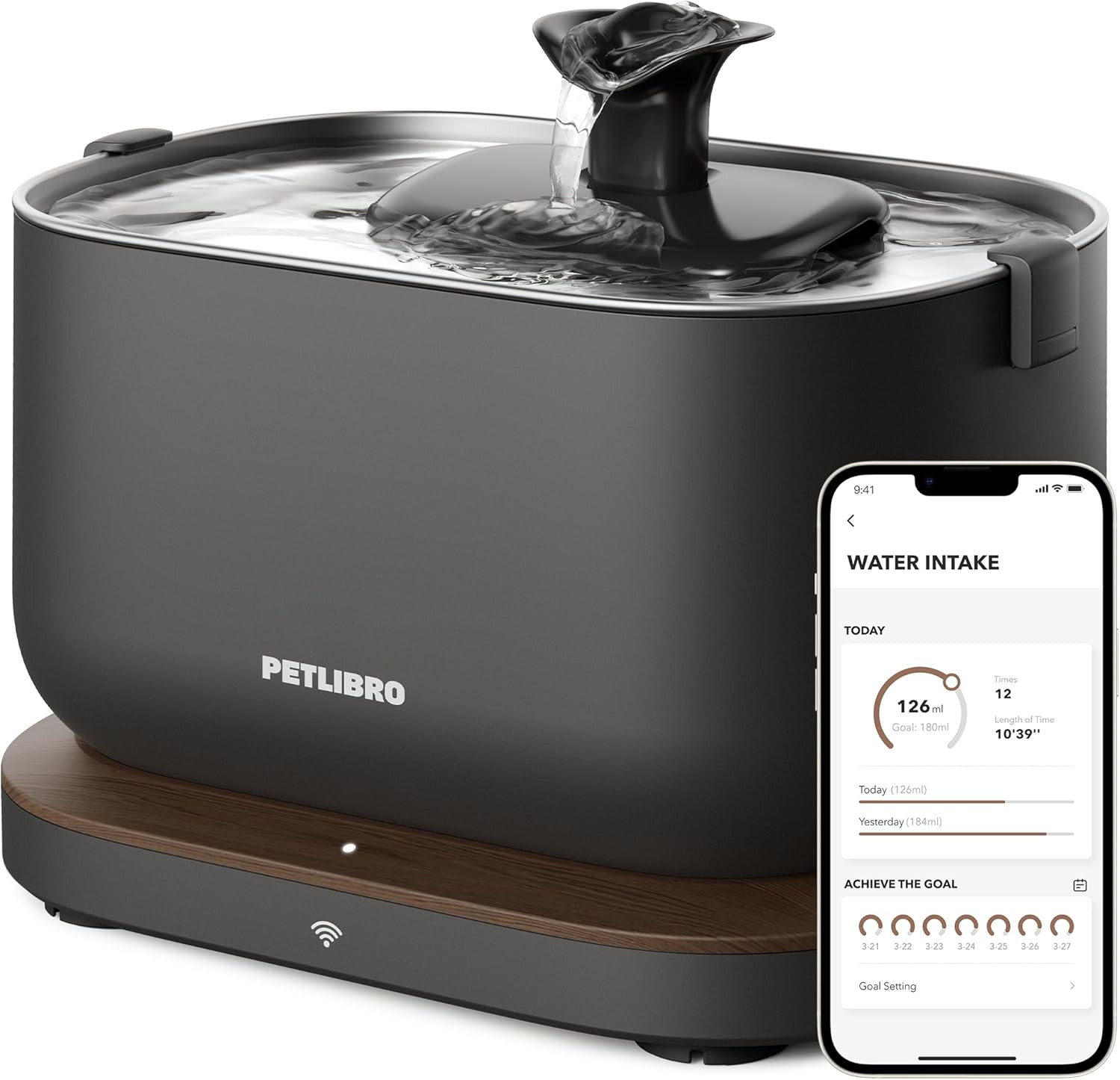 Cat Water Fountain, App Monitoring Pet Fountains for Cats Indoor with Stainless