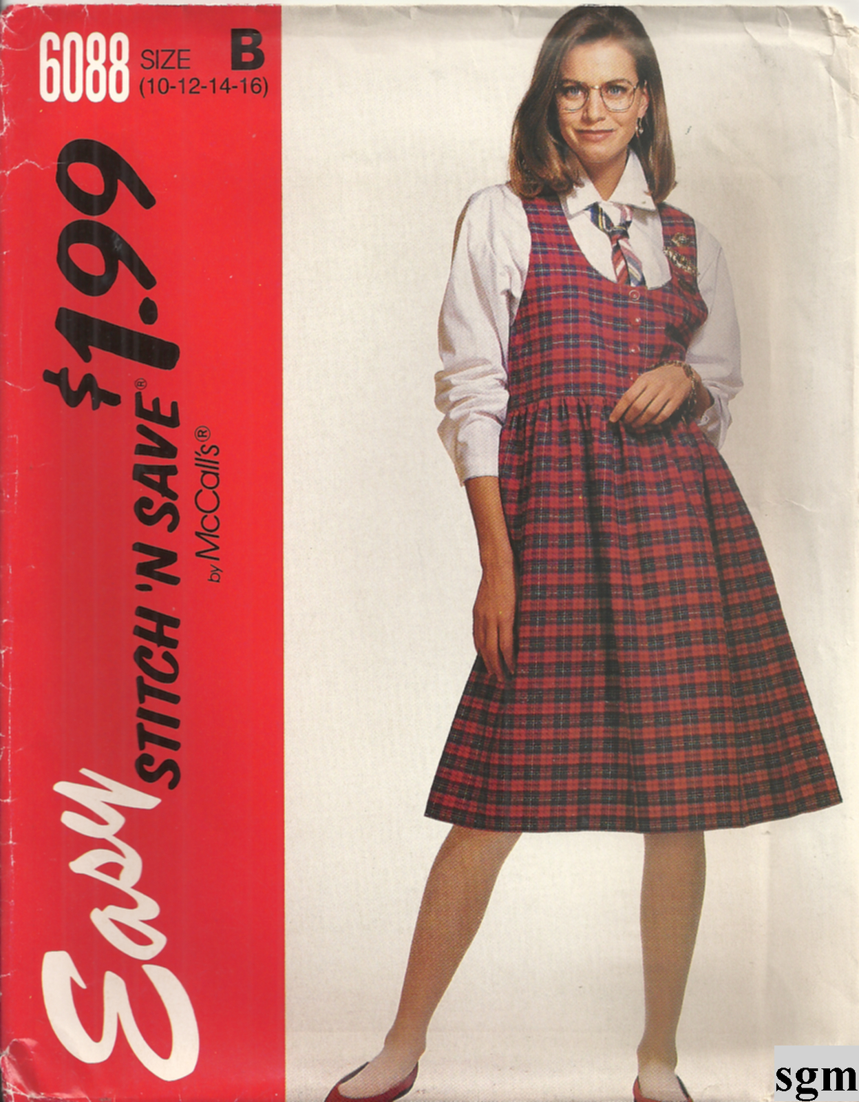 MCCALL'S Stitch 'N Save 6088 MISSES SZ 10-16 JUMPER & SHIRT SEWING PATTERN ©1992