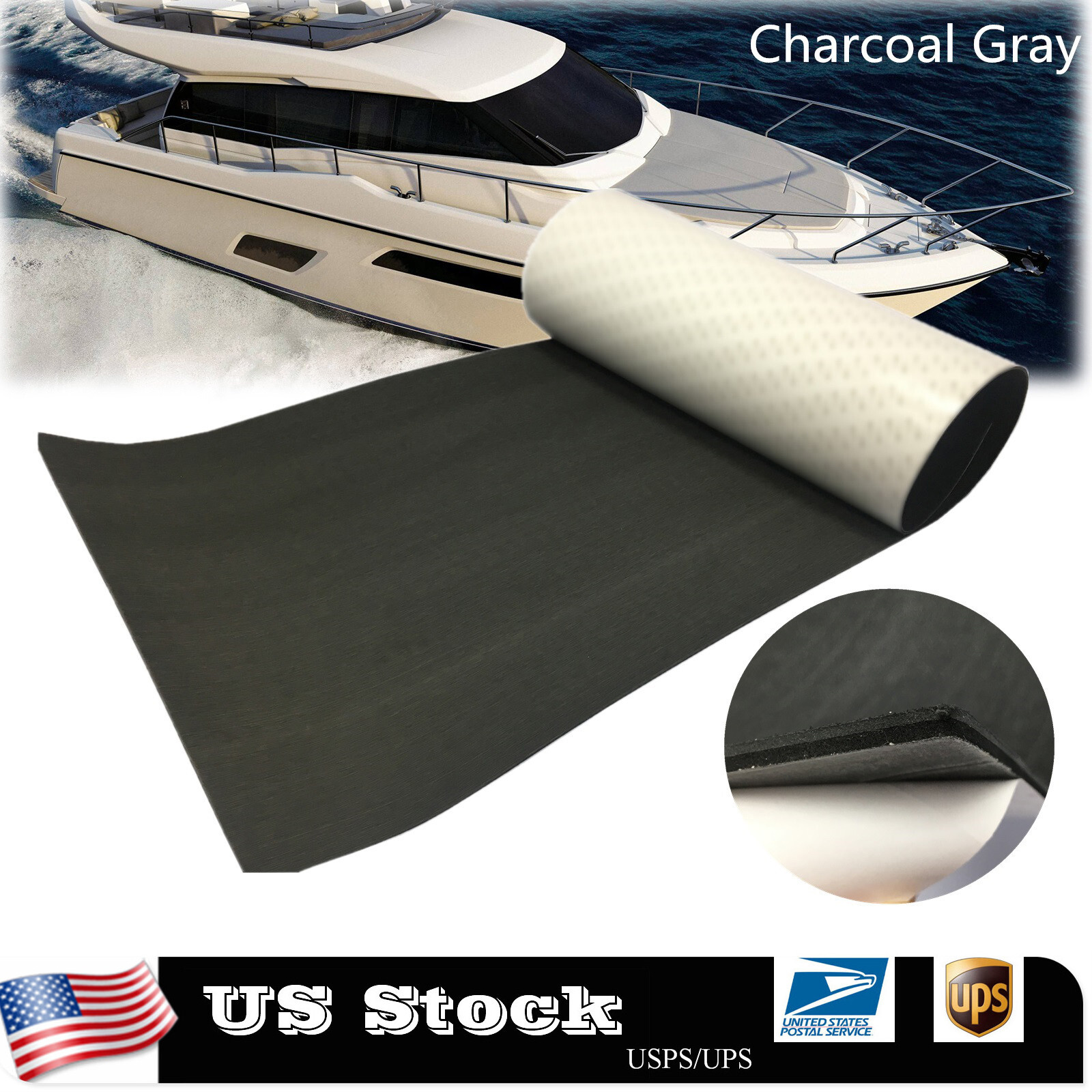 EVA Teak Foam Boat Decking Sheet Marine Flooring Carpet | Charcoal Gray Nonskid