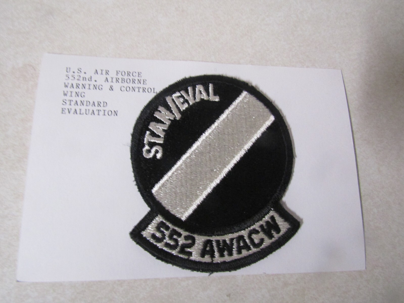 MILITARY PATCH US AIR FORCE 552ND AIRBORNE WARNING & CONTROL WING STANDARD EVAL
