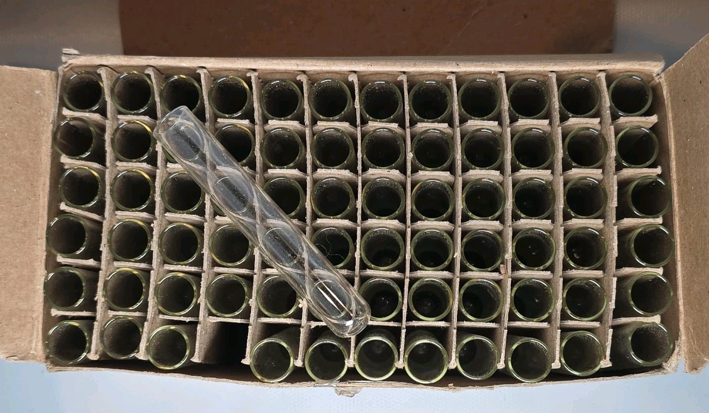 Box of 72 Culture Tubes without lip, 12 X 75mm, KIMAX EXAX (Kimble 45048) NOS