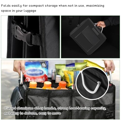 Trunk Organizer with Lid, 28L Collapsible 2-Compartment Car Storage Box Black