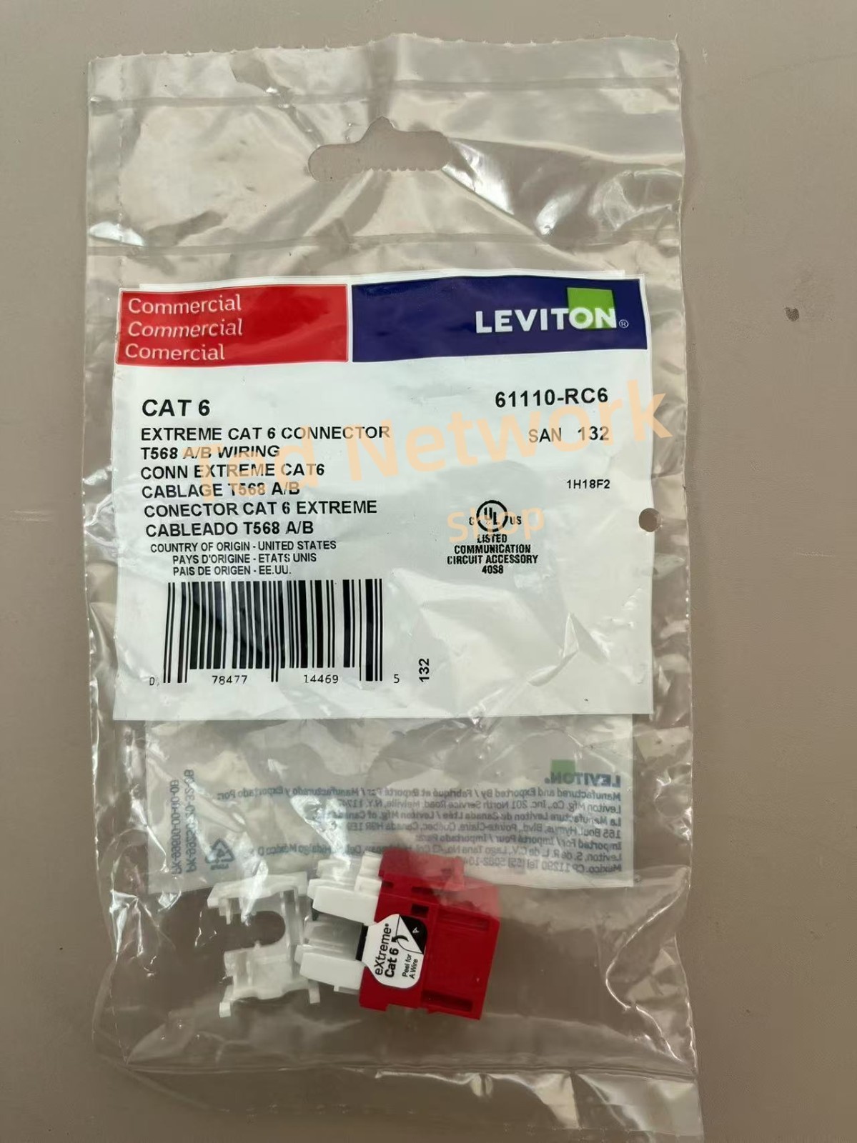 10 PACK  Leviton 61110-RC6 Cat 6 Keystone jack Gigabit RJ45 Red  Free Shippin
