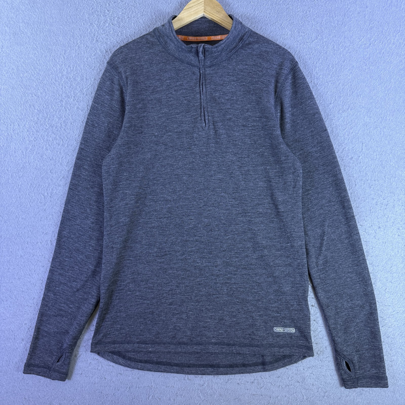 Omni-Wool Mens 1/4 Zip Pullover Size XL Gray Wool Blend Base Layer Gorp Outdoors