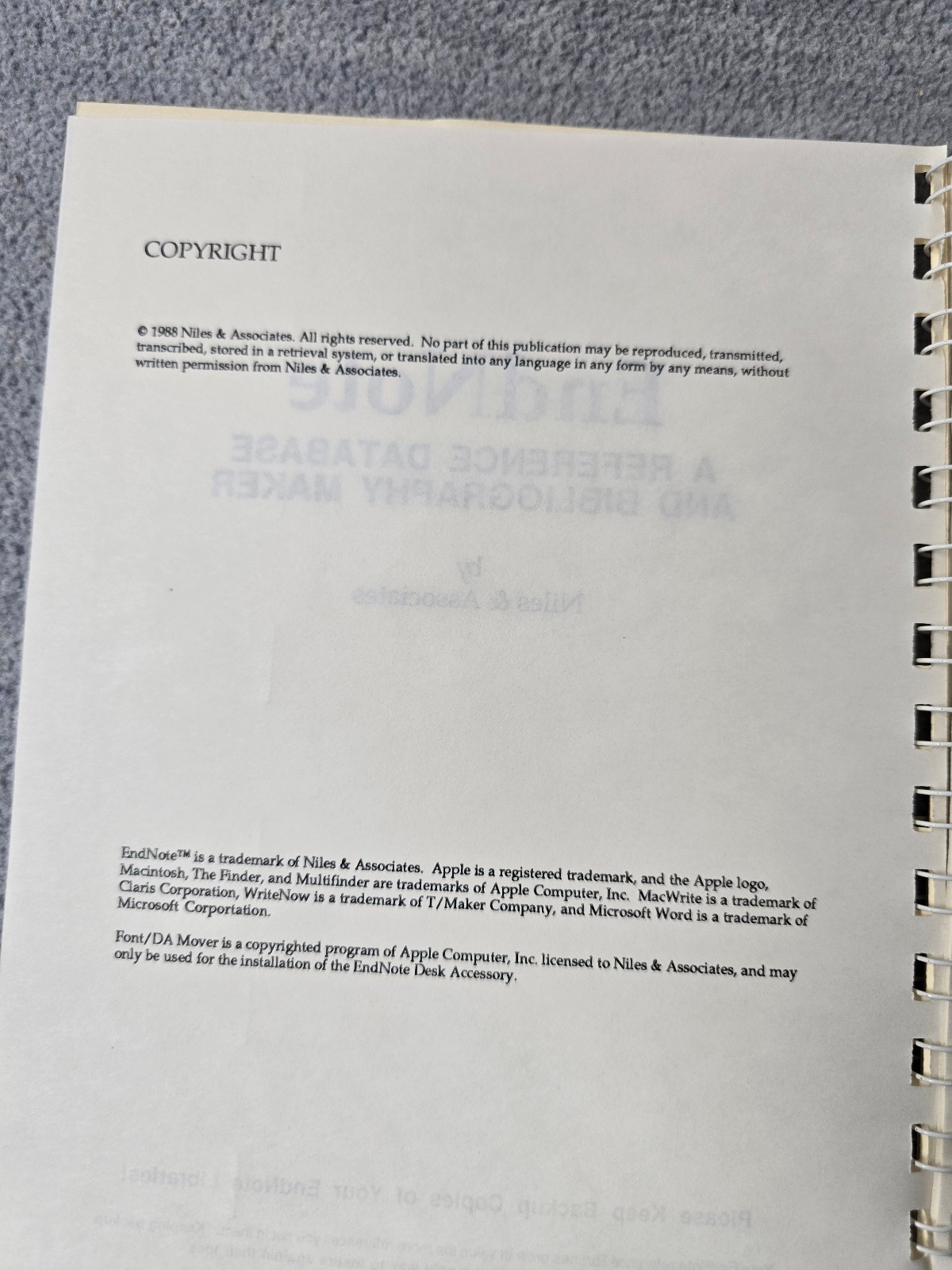 EndNote Reference Database and Bibliography Maker 1988 ● Book Only