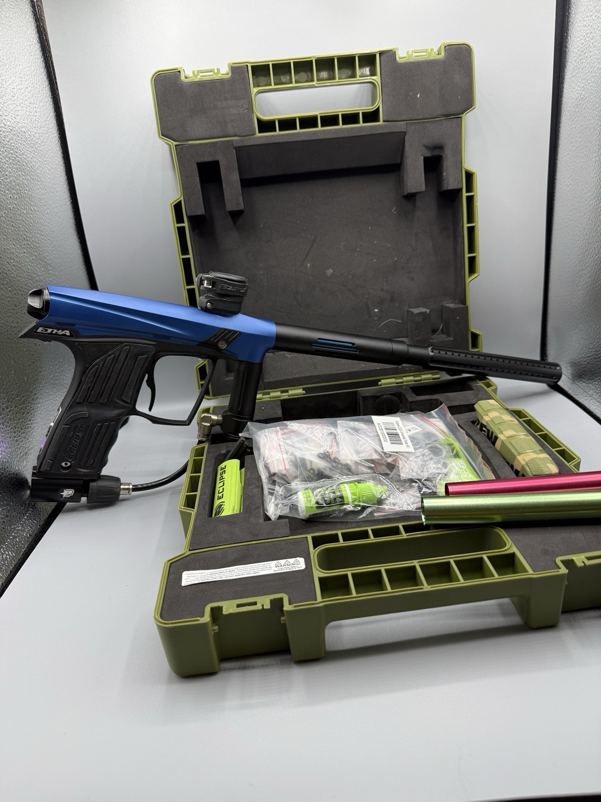 Planet Eclipse ETHA 1 Paintball Marker Blue W/ Case Tested + Whacko Barrel