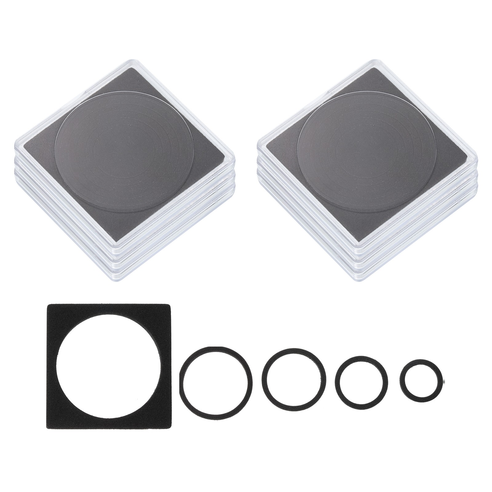 Coin Snap Holder, 6 Pack Coin Holders Square Fit 18/23/28/33/38mm, Black