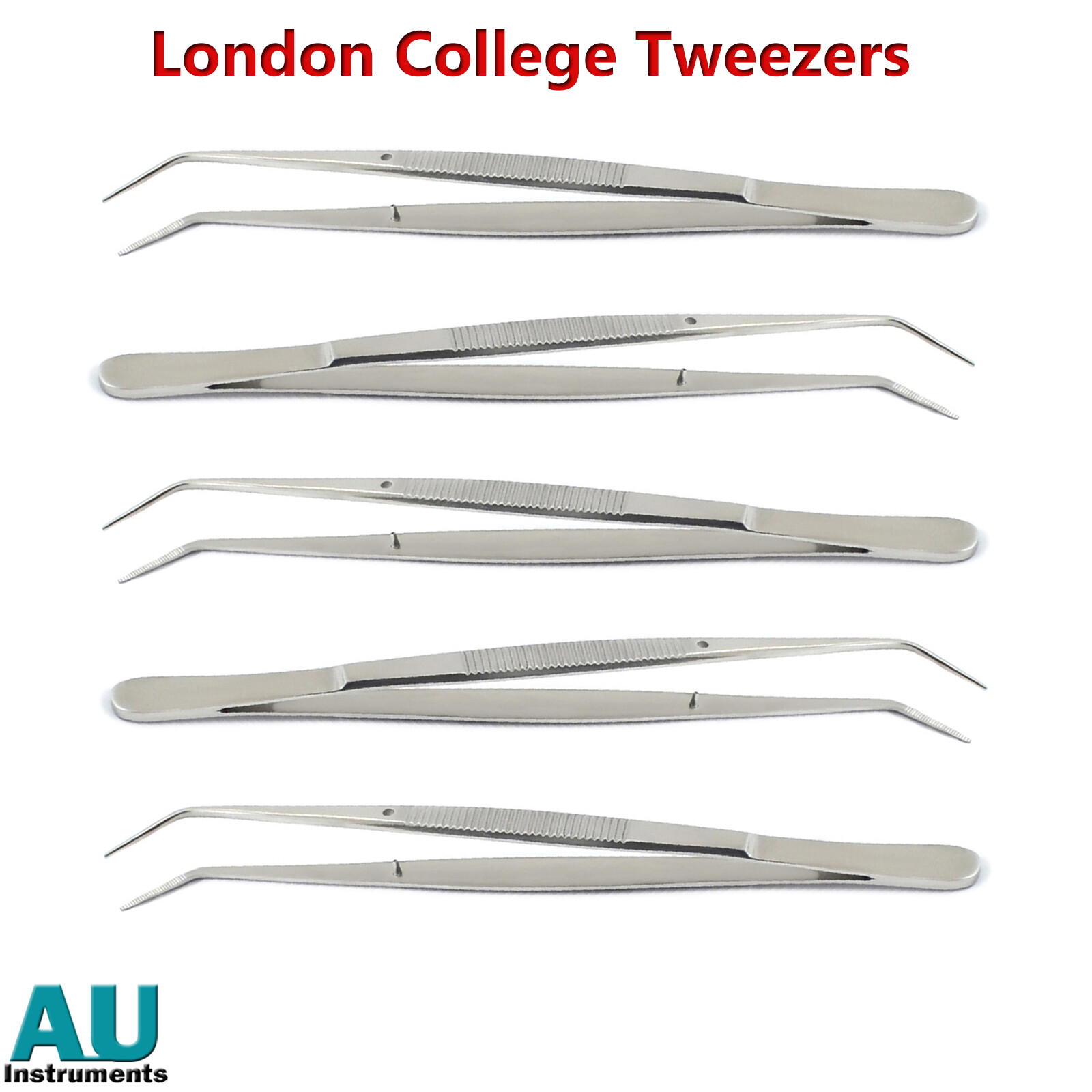 London College Tweezers Cotton Set of 5 Surgical Dental Medical Thumb Tweezers