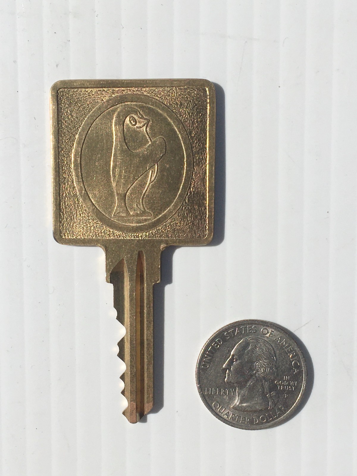 3” Vintage Penguin Logo Little America Brass Hotel Key Room # 108