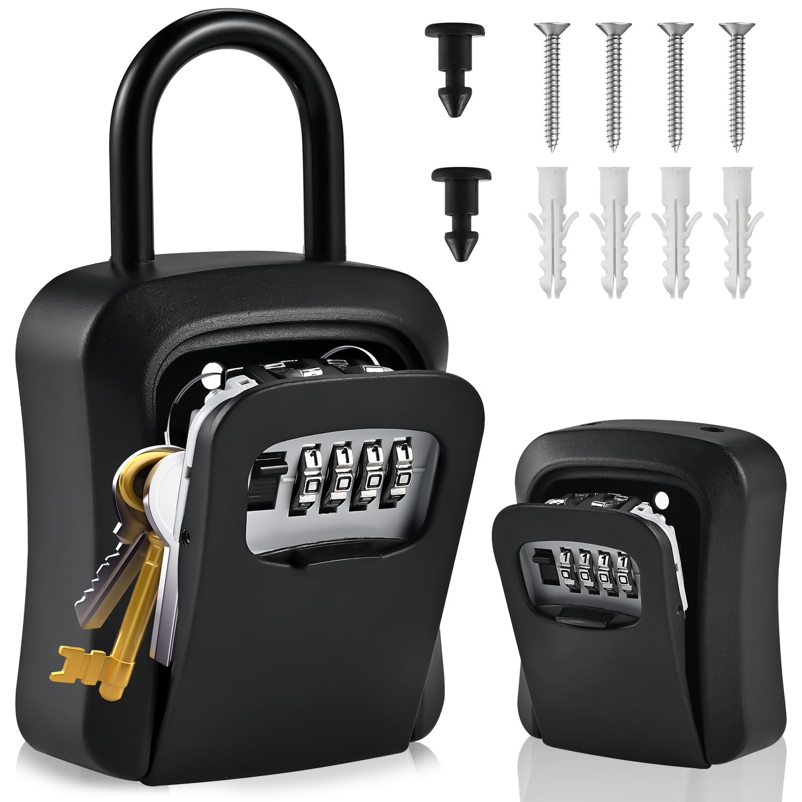 L Large Key Lock Box, 4.5”x3.7”x1.5” Waterproof Kirsite Combination Lockbox f...