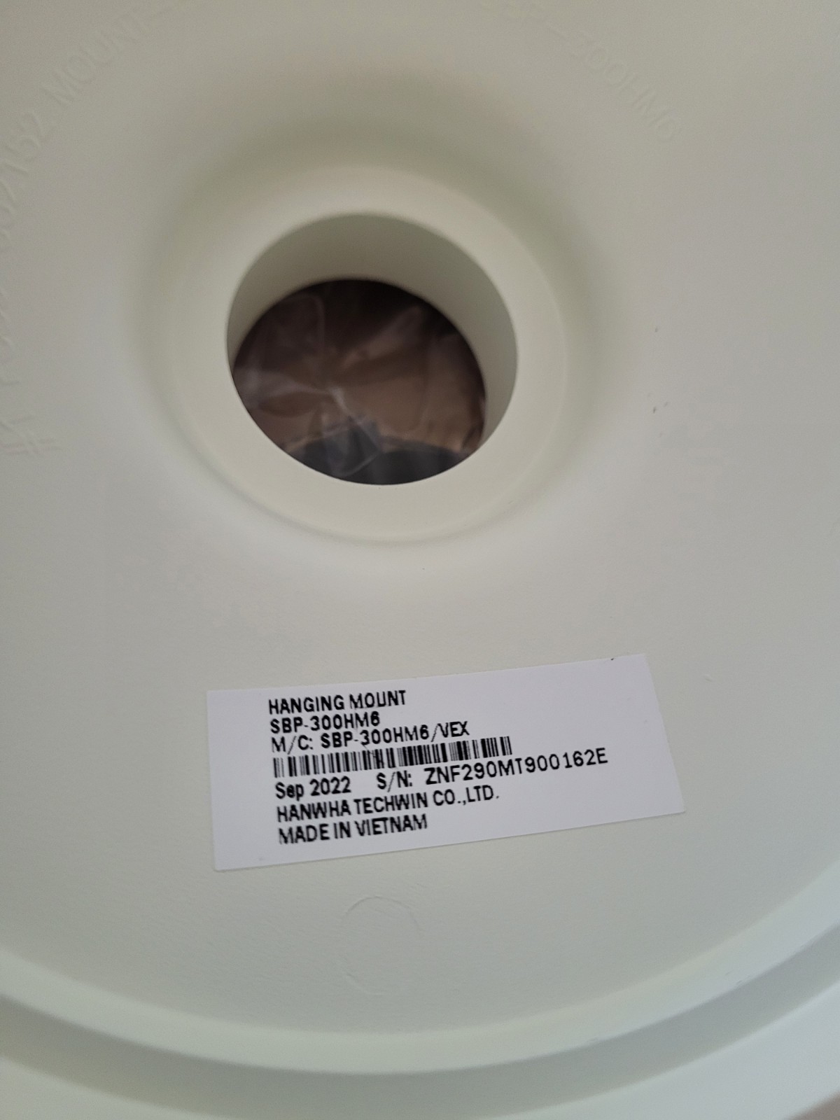 SBP-300HM6 HANWHA TECHWIN Hanging Mount Cap Adapter for Dome Camera NEW IN BOX