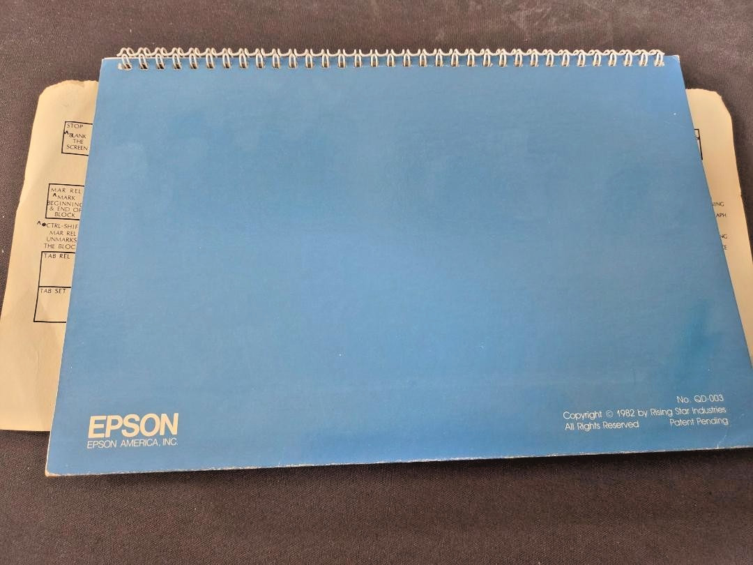 Vintage 1983 Valdocs Keyboard Ref. Guide Epson QX-10 Computer