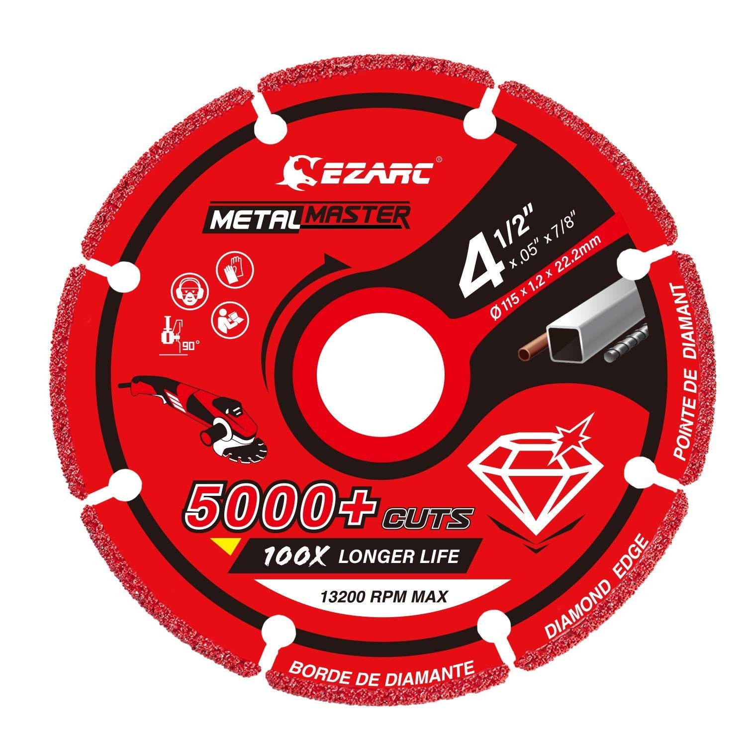 EZARC Diamond Cutting Wheel 4 1/2 x 7/8 Inch for Metal, Cut Off Wheel with 50...