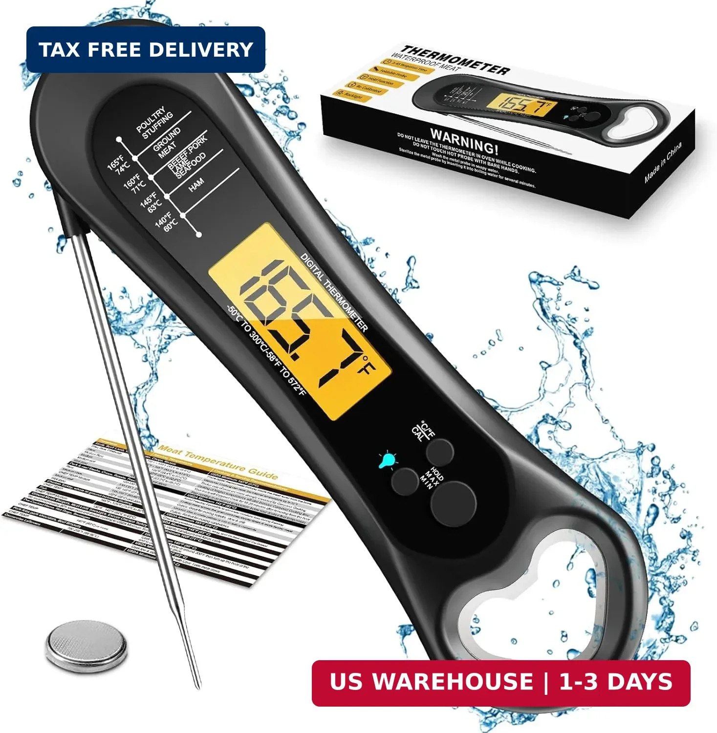 Meat Thermometer Digital, Instant Read Meat Thermometer for Grill and Cooking, w