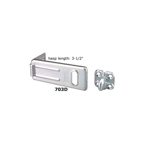 MasterLock 703D 3-1/2" Long Zinc Plated Hardened Steel Hasp with Locking Eye
