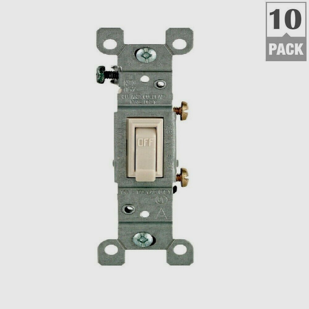 LEVITON Light Almond Metal TOGGLE SWITCH 15 Amp 120 Volt 10 PACK 01451-2TM