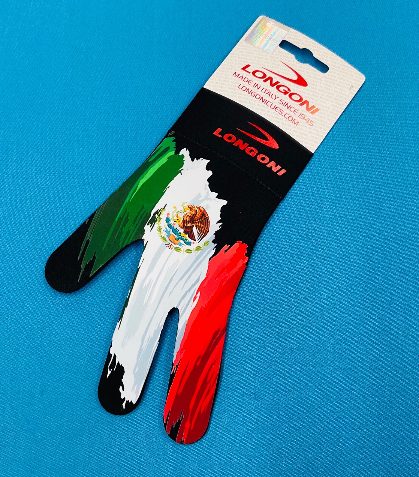 LONGONI BILLIARD GLOVE MEXICAN FLAG * ONE SIZE FITS MOST.