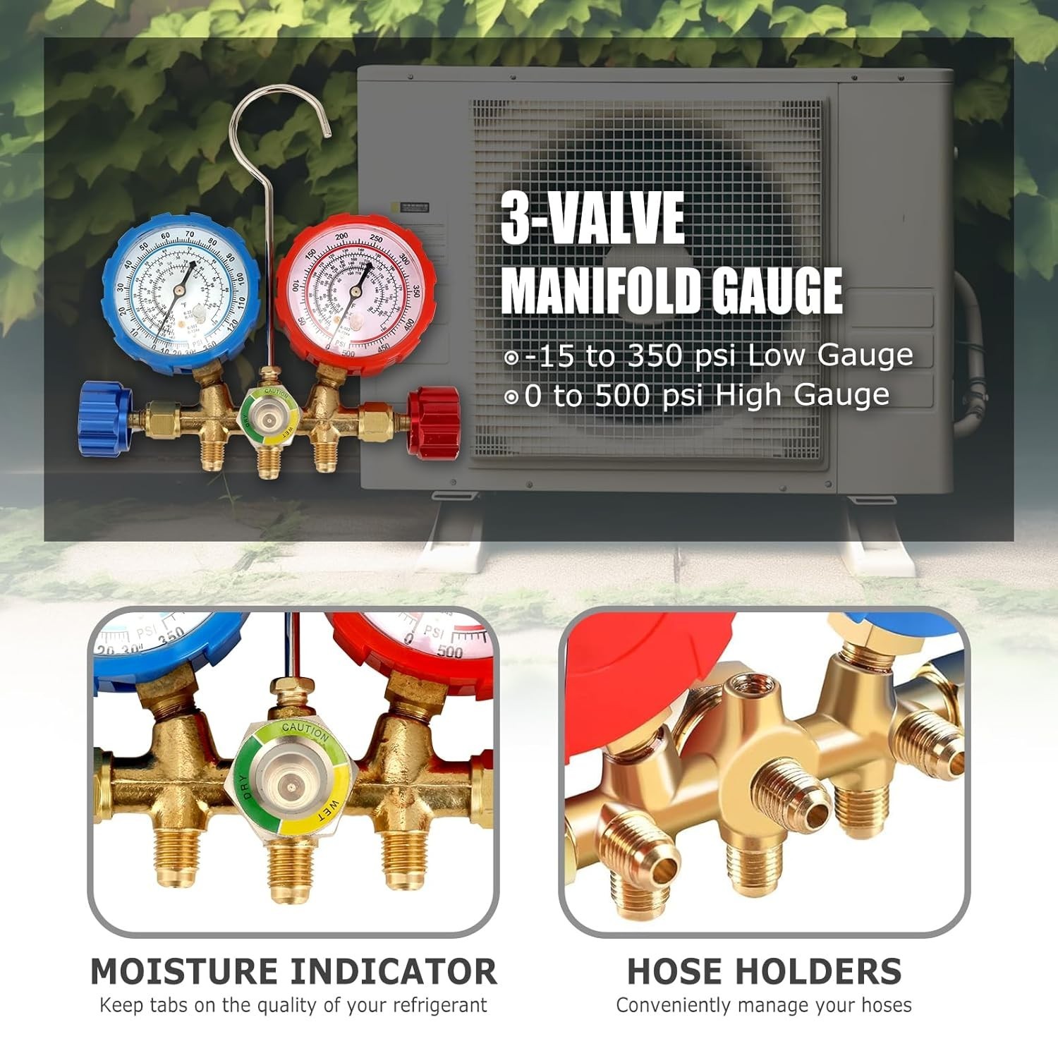 Complete AC Manifold Gauge Set for Refrigerants - Durable & Accurate Diagnostics
