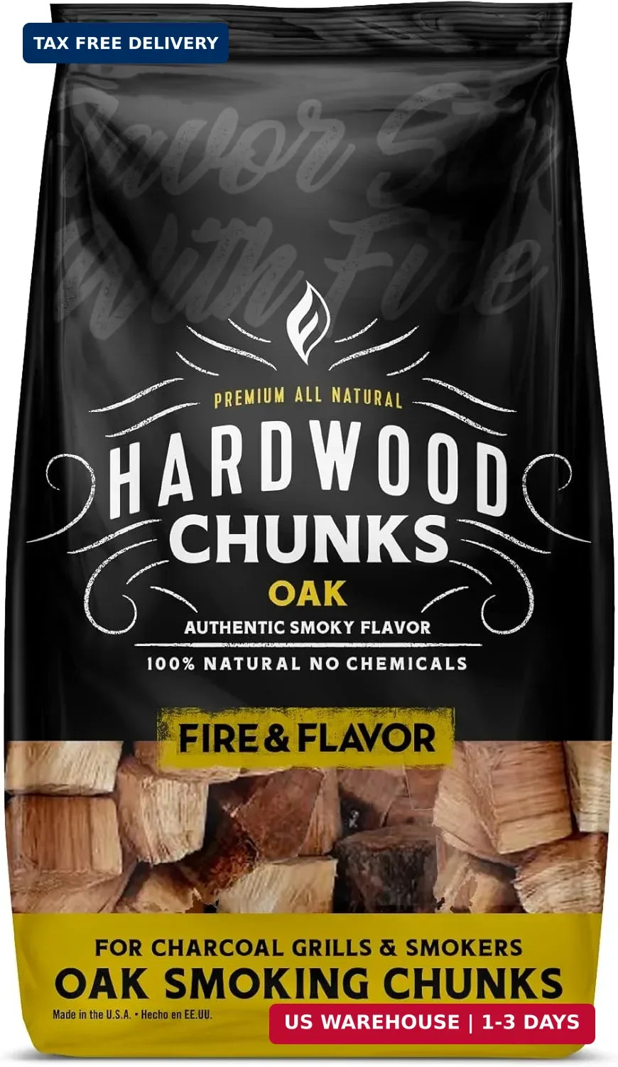 Fire & Flavor Oak Wood Chunks for Smoking and Grilling - All-Natural, Long-Lasti