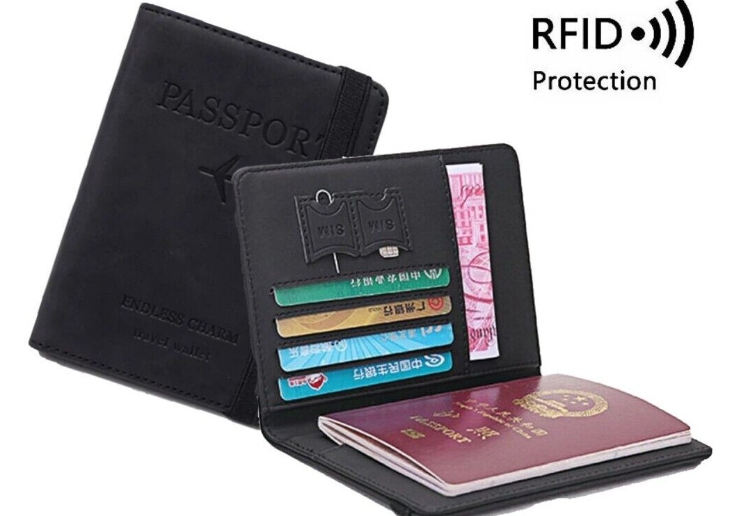 RFID Passport Wallet Credit Card Holder Black  Red Gray