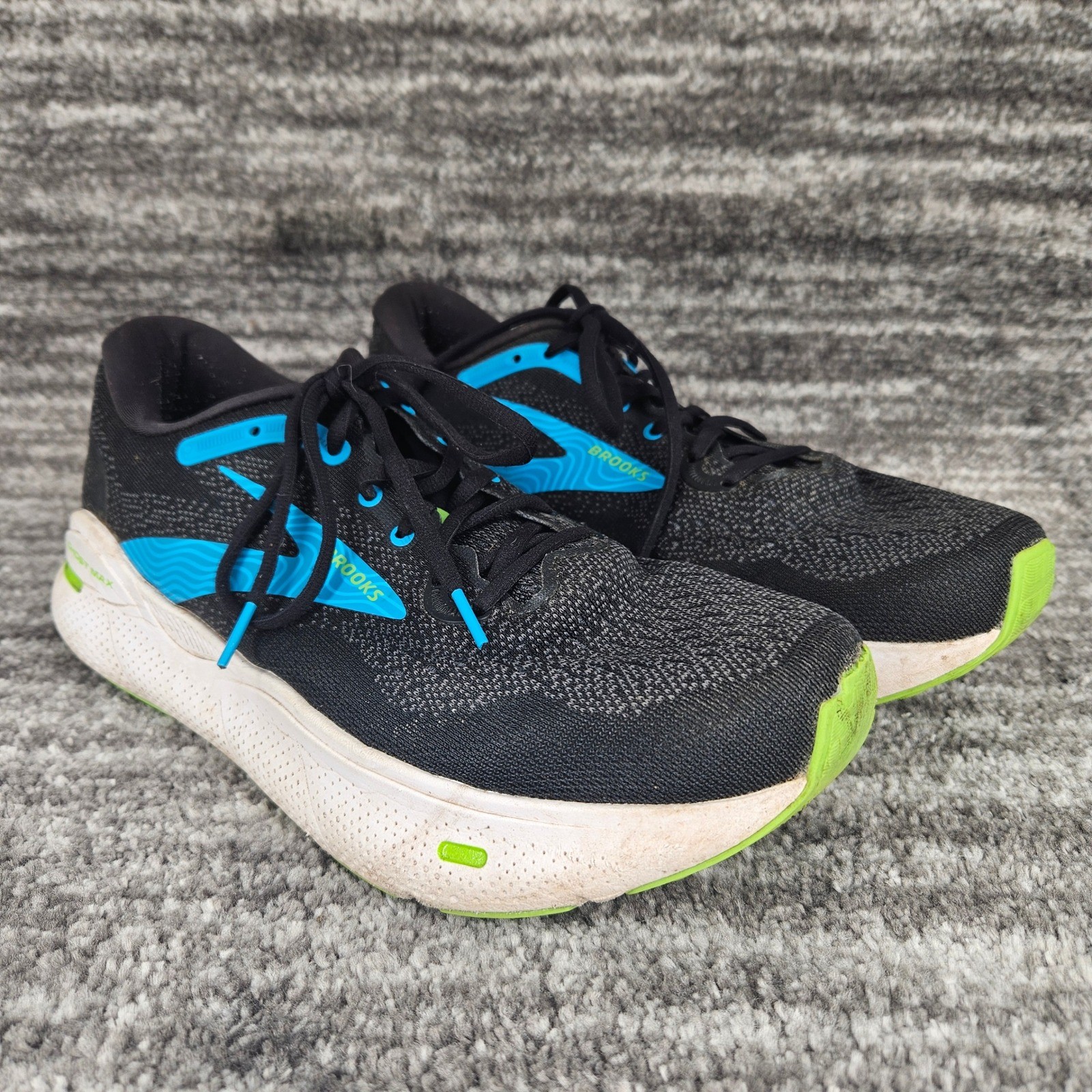 Brooks Ghost Max Running Shoes Black Blue Wide 2E Mens Size 10.5