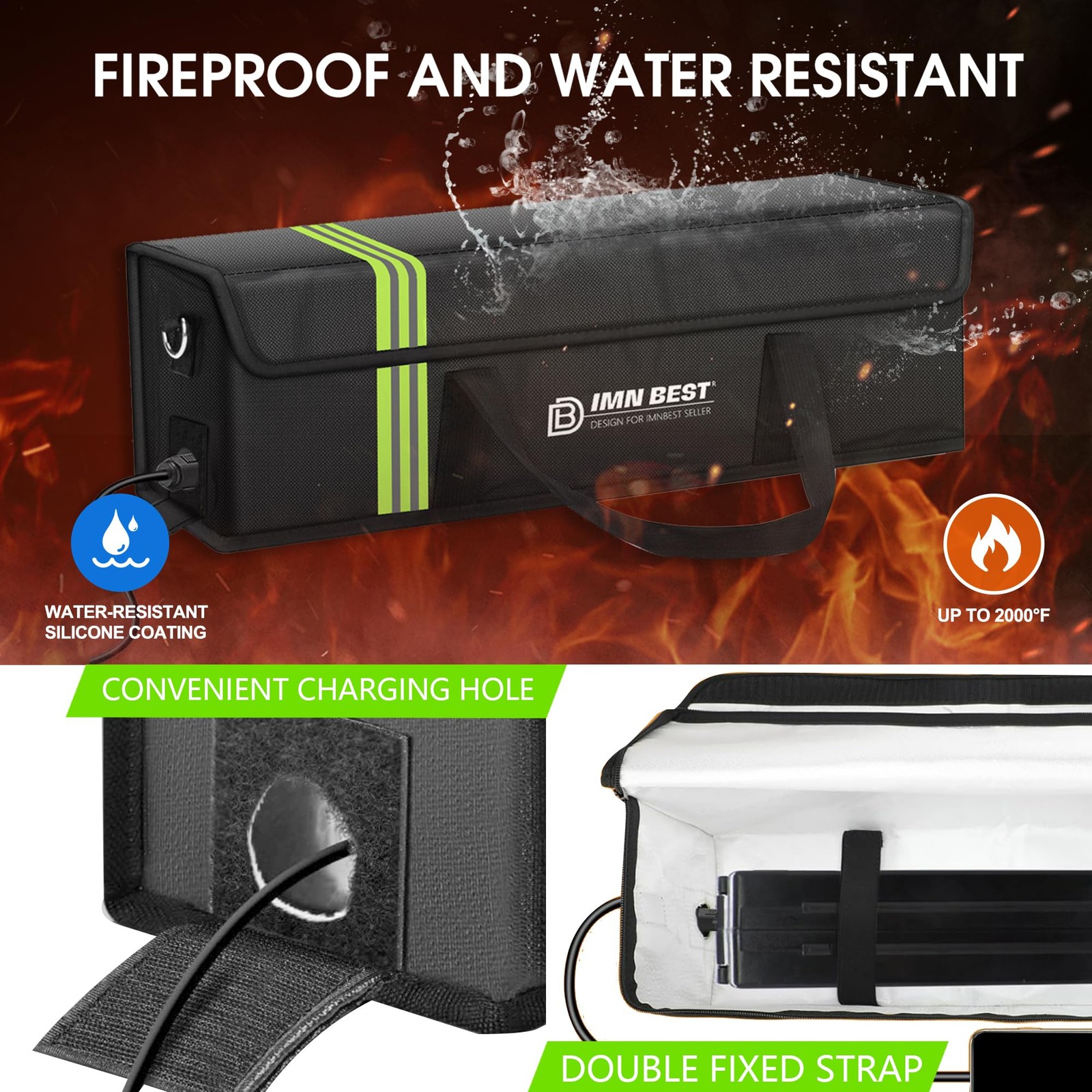 Ebike Battery Bag Fireproof, Waterproof & Explosion-proof Lipo Safe Bag for S...