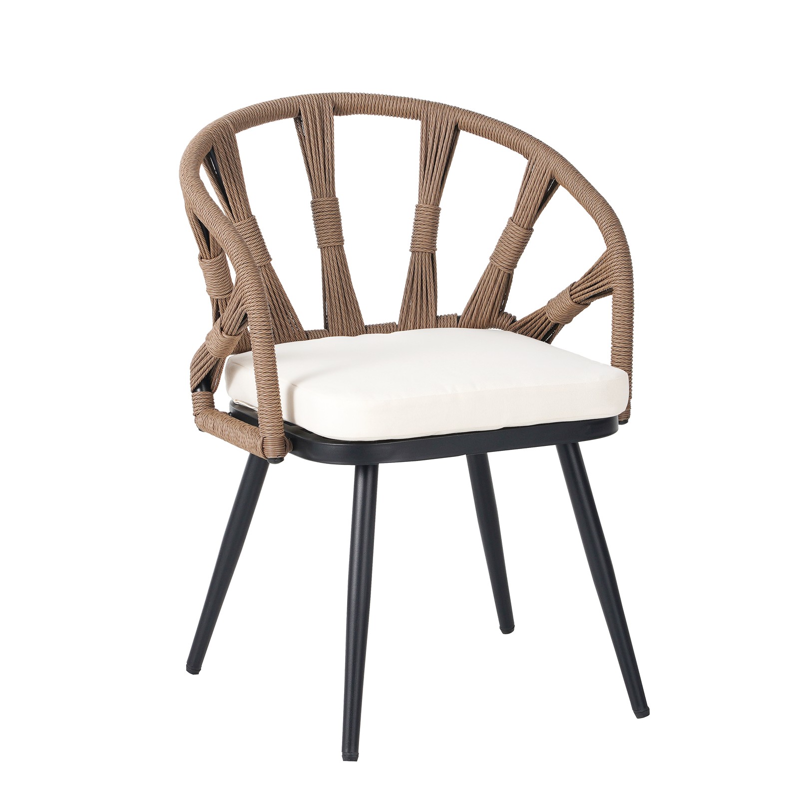 4-Piece Outdoor Patio Furniture Set with PE Rattan Chairs and Plastic Wood Table