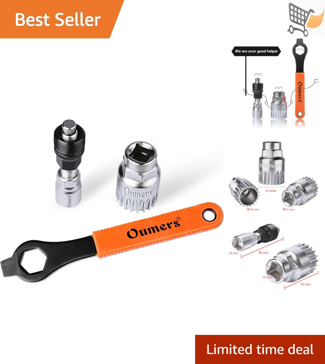 Bike Crank Removal Tool Kit Alloy Steel Large Includes Wrench Spanner