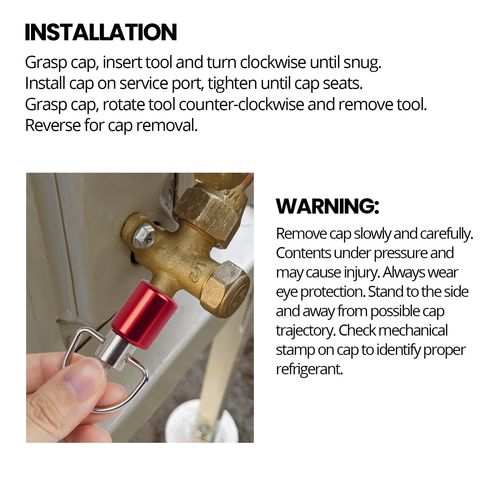 HVAC Locking Cap Key Refrigerant Triple Use Multi Tool 3 Bit Tamper Resistant