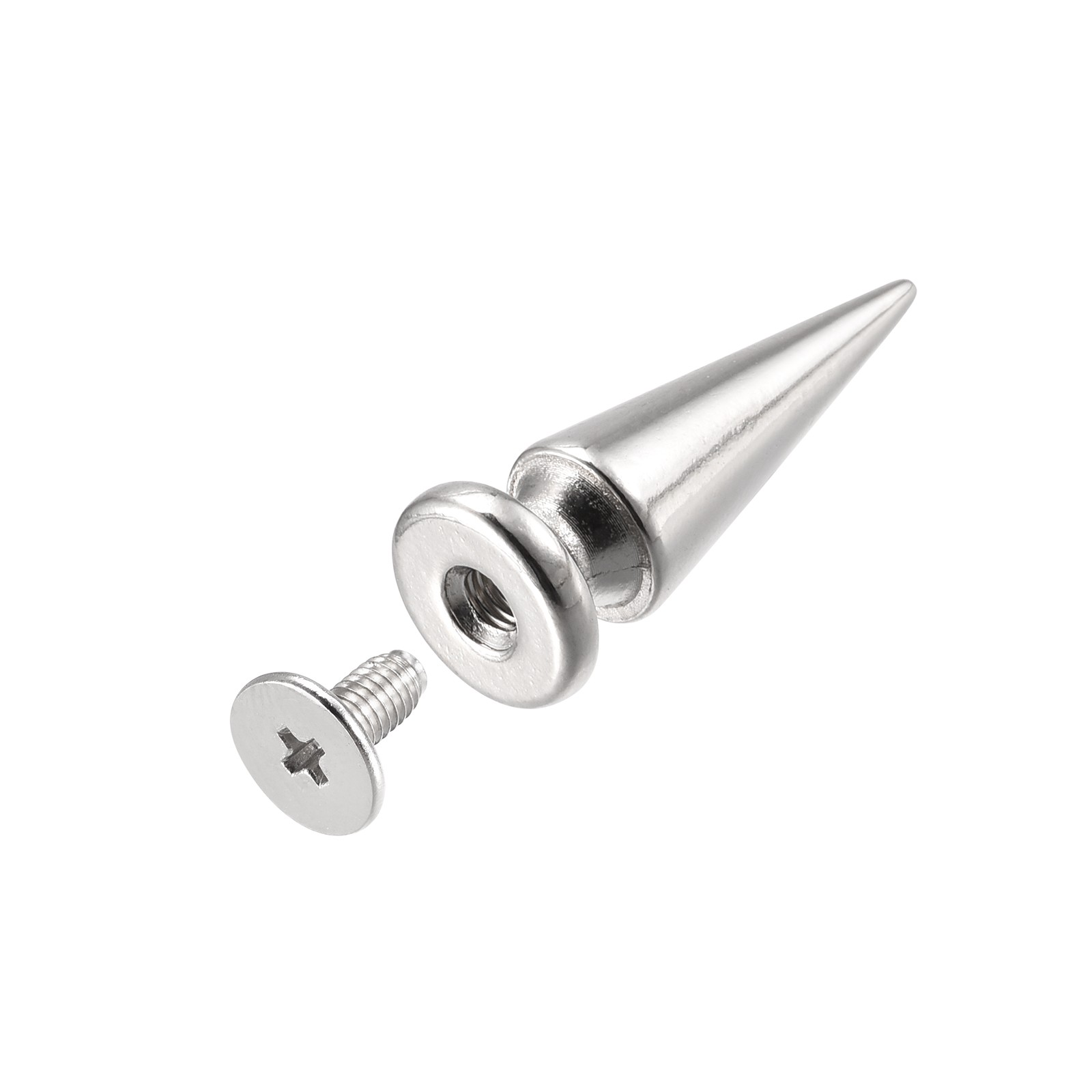 10x26mm Screw Back Rivets, 10 Sets Solid Leather Studs for DIY Silver Tone