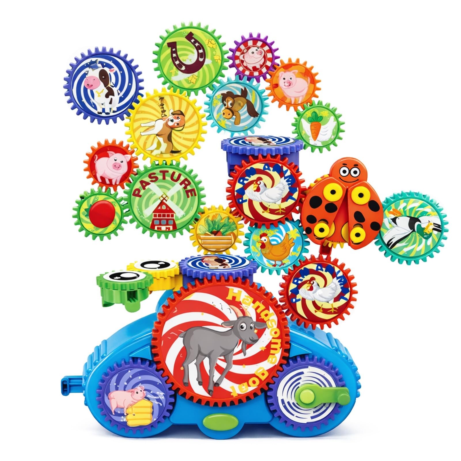 ROHSCE Motorized Gear Building Blocks Toys, Electric Farm Animal Spinning...