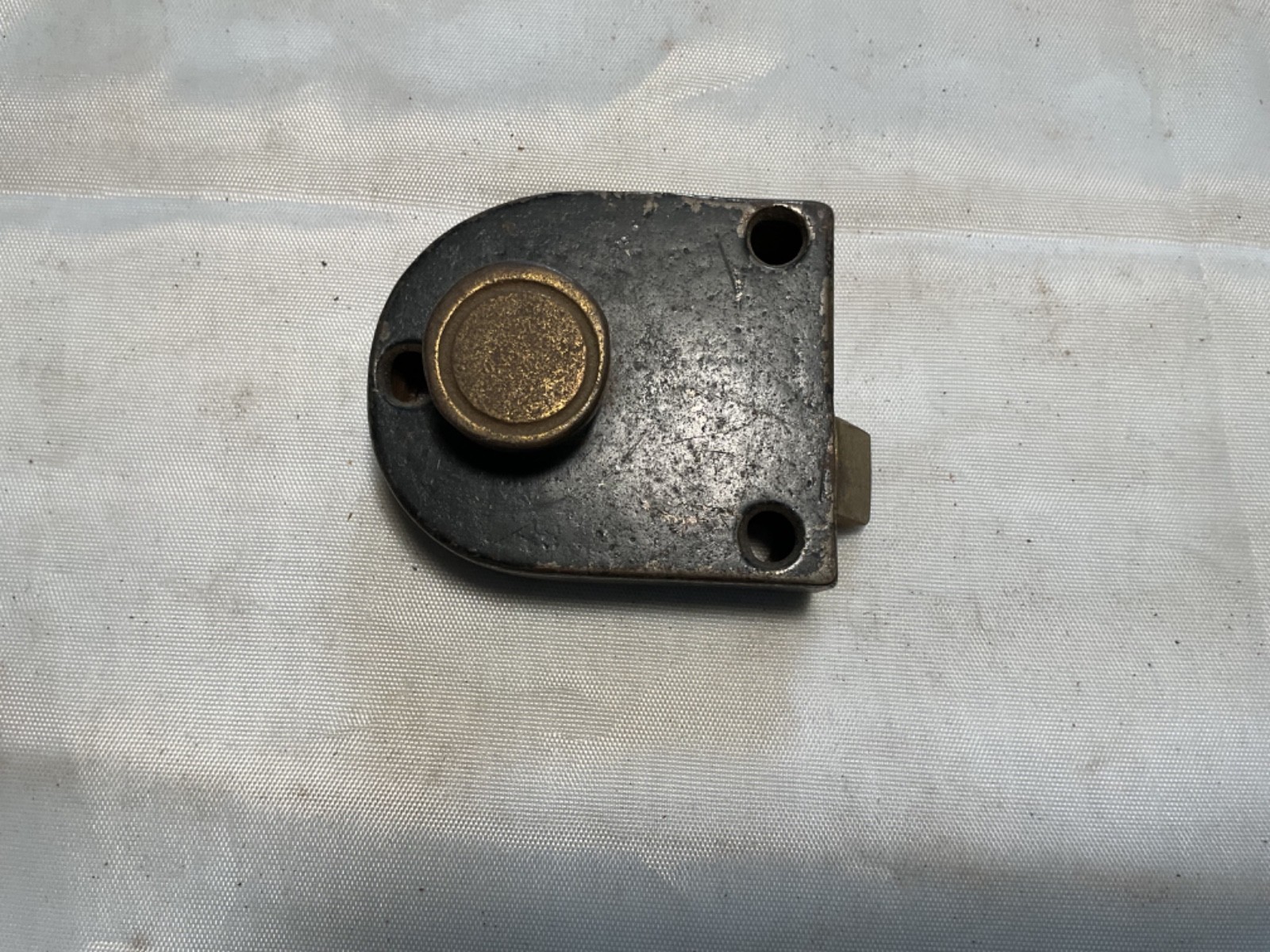 Antique Small cast iron screen bathroom door pull thumb latch rim lock UNUSUAL