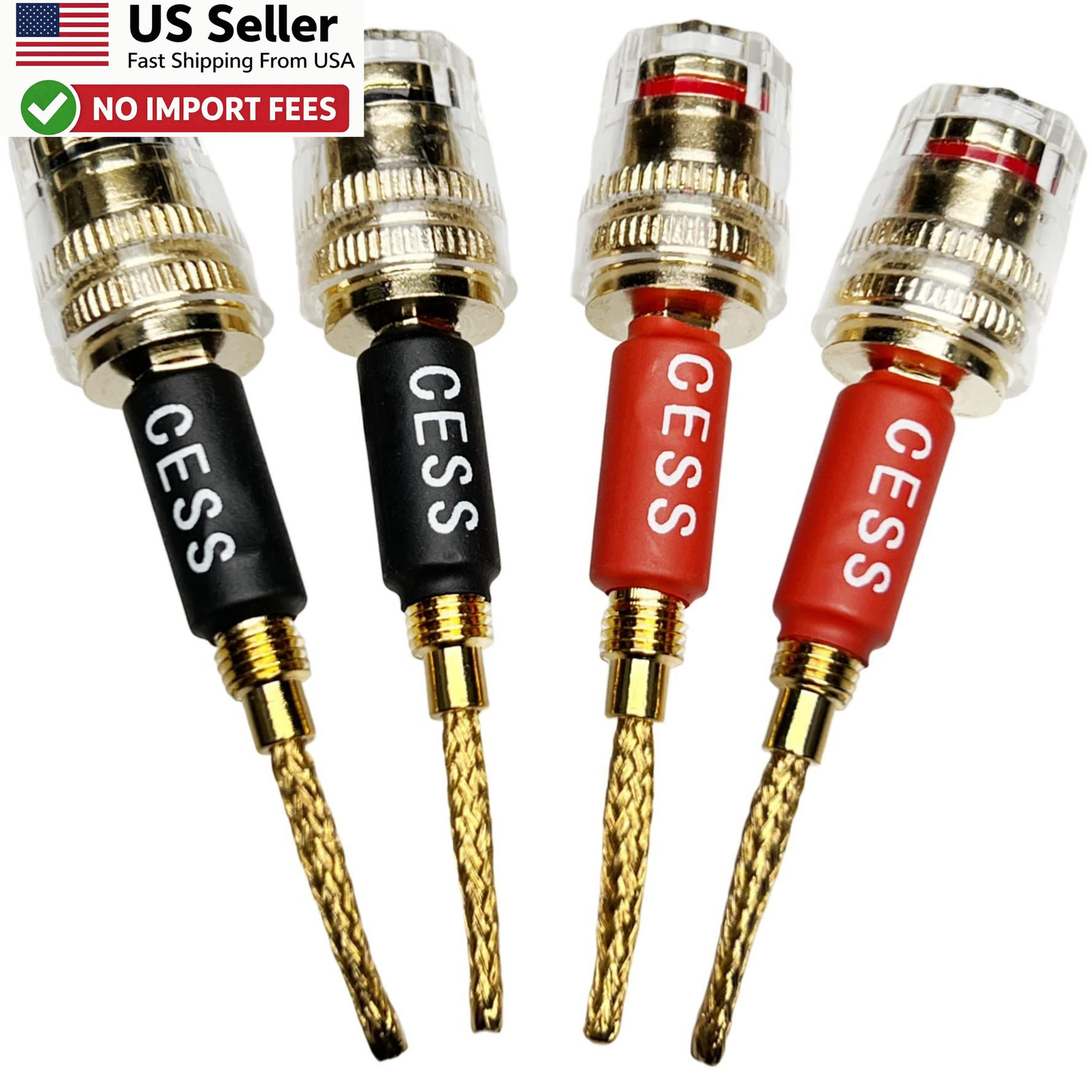 CNCESS CESS-220 Pin Banana Plug to 4mm Female Jack 4 Pack FROM USA