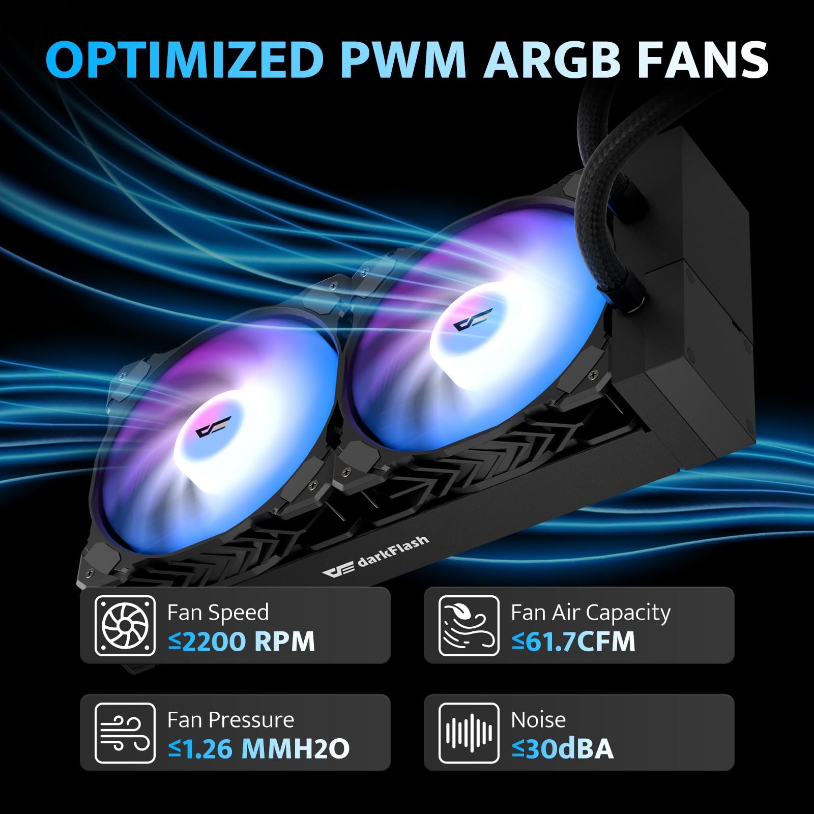 Darkflash Dn240A Aio Cpu Liquid Cooler High-Performance Pump Argb Sync Pwm Fans