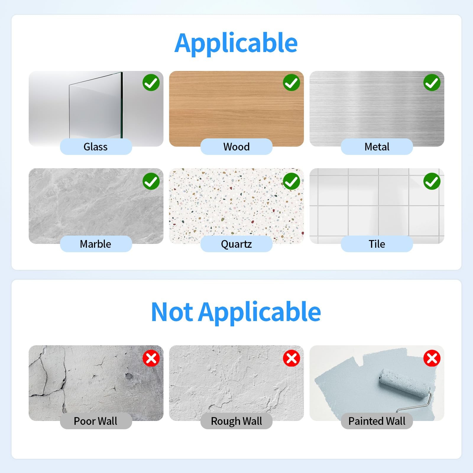 IOMDRWU Elegant Shower Caddy Adhesive Replacement, 6 PCS universal, Clear