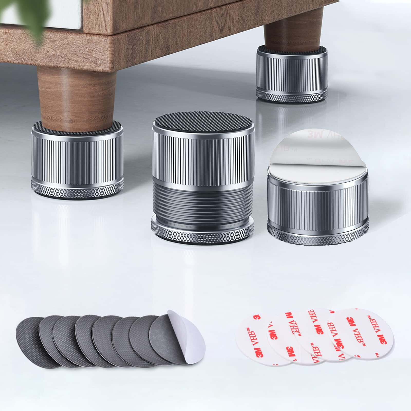 Furniture Risers 1 inch Adjustable4 Pack Metal Bed Risers Lift Height 0.9"-1....