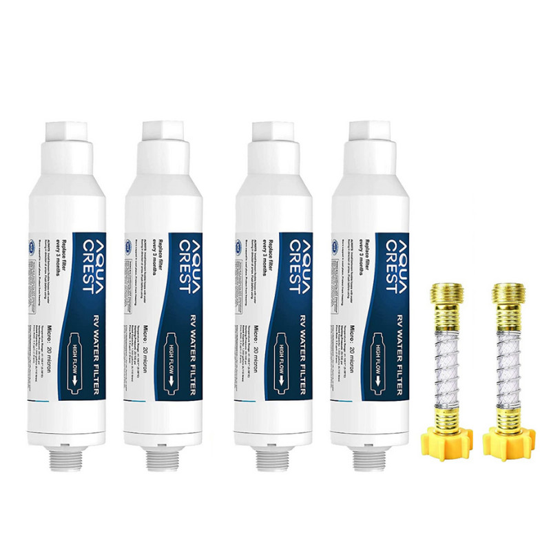 AQUA CREST RV Inline Hose Water Filter, NSF Certified, with Hose Protector (4)